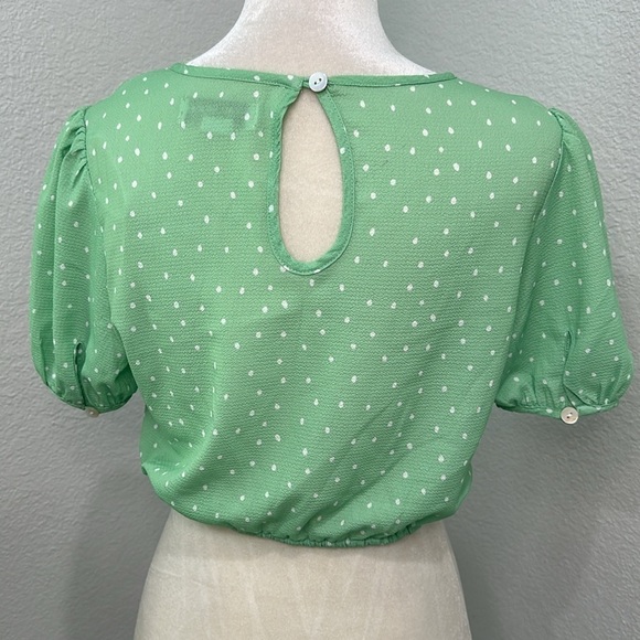 Charlie Holiday Stellar Green Polka Dot Top Size 6 - Picture 9 of 12